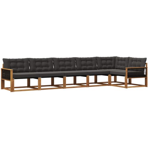 vidaXL Zunanja garnitura za sedenje z blazino 6 pcs Naravna in črna, (5000273502) Cene