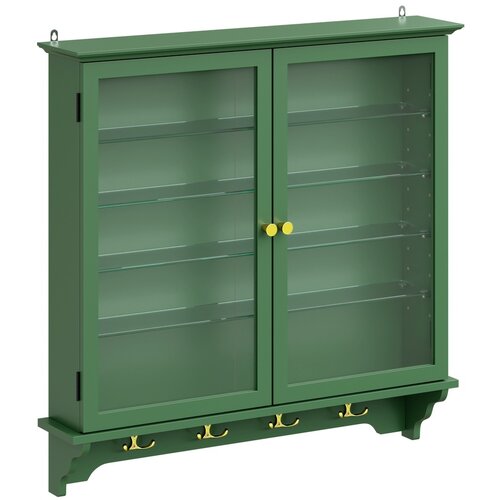 SoBuy Stenska vitrina s Steklenimi Vrati Temno Zelena 68x13.5x68.5cm FSB114-E-SY, (5000485464) Slike