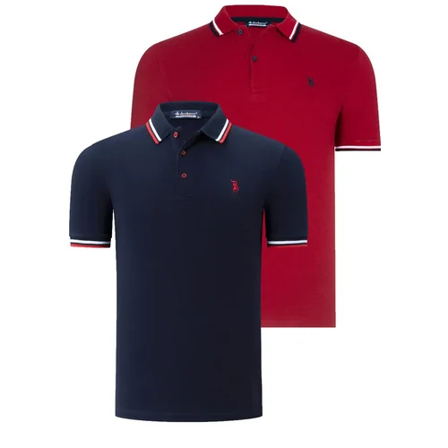 Dewberry DUAL SET T8594 MENS T-SHIRT-NAVY BLUE- BURGUNDY