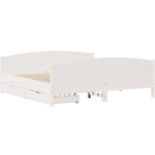 vidaXL Posteljni okvir z vzglavjem bel 160x200 cm trdna borovina, (21322023) Cene
