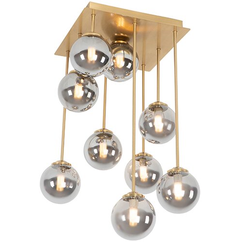 QAZQA Smart plafondlamp goud 9-lichts met smoke glas incl. 9 Wifi G9 - Athens Cene