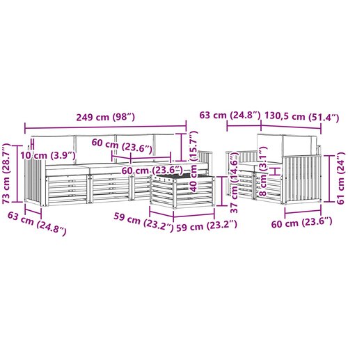  Set vanjskih sofa 7 kom. Bijela i bež Poliester 59 x 59 x 37 cm Slike