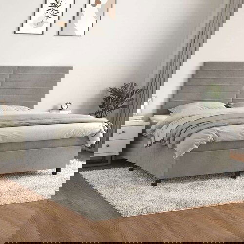  Krevet s oprugama i madracem svjetlosivi 160x200 cm baršunasti Cijene