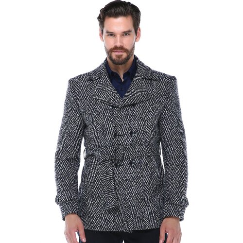 Dewberry K7539 SLIM-FIT MEN&amp;#039;S COAT-PATTERNED NAVY BLUE Slike