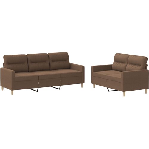  2-dijelni set sofa s jastucima smeđi od tkanine Slike