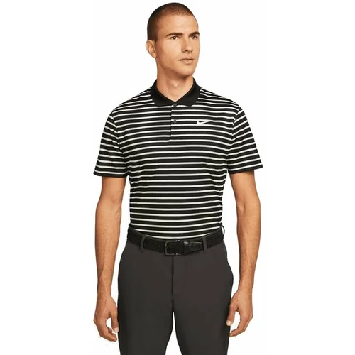 Nike Dri-Fit Victory Mens Striped Golf Polo Black/White XL