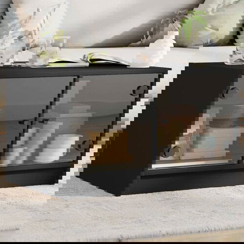 VidaXL Stolić za kavu sa staklenim vratima crni 68x50x42 cm Slike