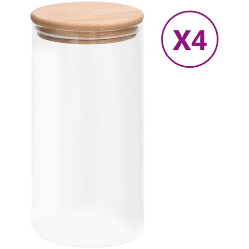 vidaXL Stekleni kozarci s pokrovi iz bambusa 4 kosi 1200 ml Cene