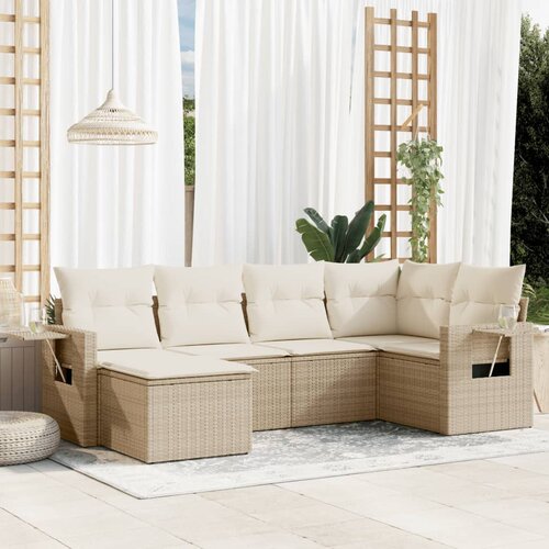 vidaXL 6-dijelni set vrtnih sofa s jastucima bež od poliratana Cijene
