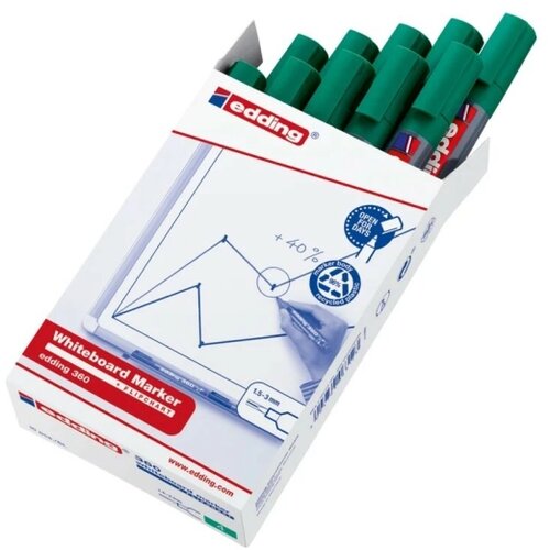 Edding Marker za belu tablu E-360 1,5-3mm, zaobljeni, pak. sa 10 kom. zelena Slike