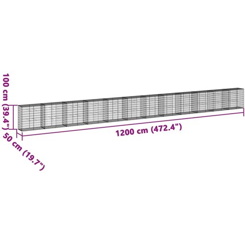  Gabionska ko&amp;scaron;ara s poklopcem 1200x50x100 cm pocinčano željezo Slike