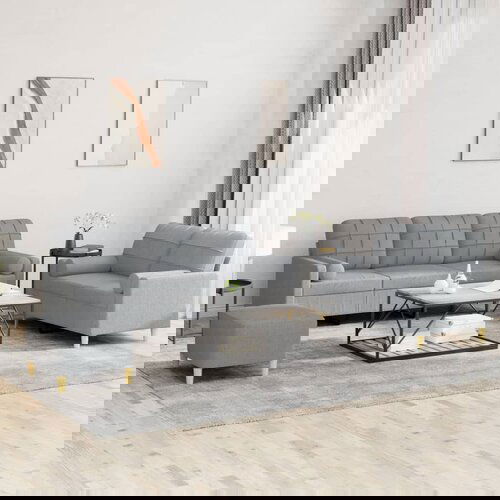 vidaXL 3-dijelni set sofa s jastucima svjetlosivi od tkanine Cijene