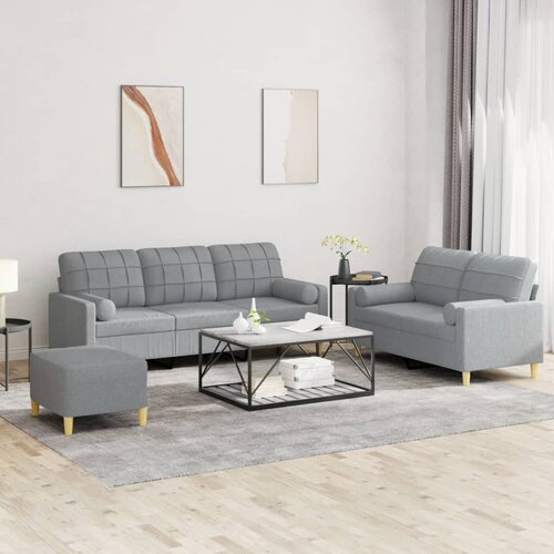 VidaXL 3-dijelni set sofa s jastucima svjetlosivi od tkanine Slike