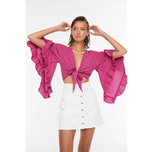 Trendyol Fuchsia Flywheel Detailed Viscose Blouse Slike