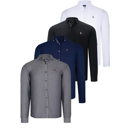Dewberry QUAD SET G674 MENS SHIRT-BLACK-WHITE-NAVY BLUE-SMOKED Cijene