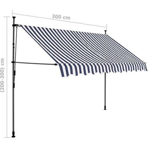  Tenda na ručno uvlačenje s LED svjetlima 300 cm plavo-bijela Slike