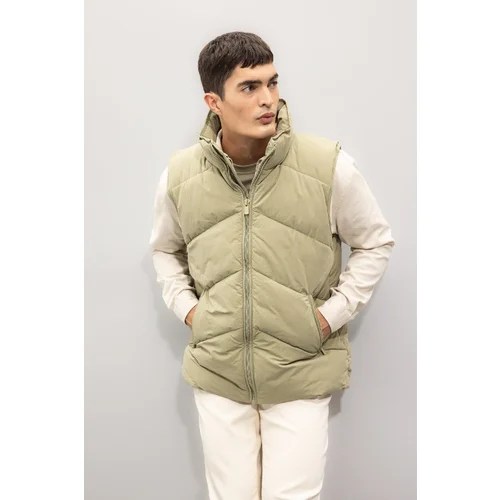 Defacto Puffer Vest Stand Collar Zippered Pocket Quilted