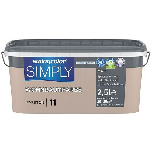 SWINGCOLOR Boja za zid Simply (Smeđa – br. 11, Mat, 2,5 l) Cijene