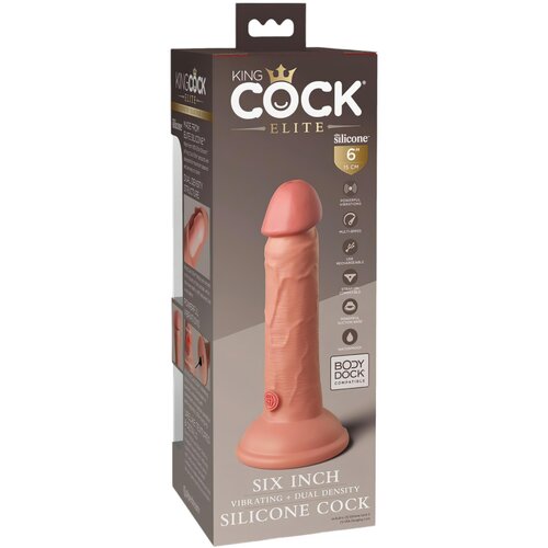 King Cock Elite 6 - pripenjalni, realistični dildo (15 cm) - temno naraven Cene
