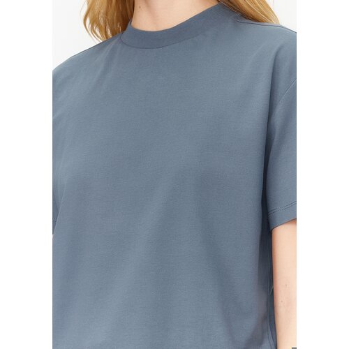 Trendyol Dark Gray 100% Cotton Basic Stand Collar Knitted T-Shirt Cene