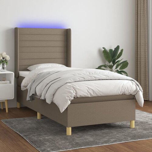  box spring s madracem LED smeđesivi 90x200 cm tkanina Cijene