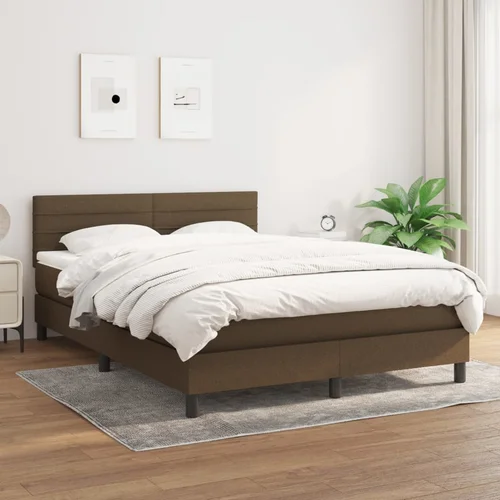 The Living Store Box spring postelja z vzmetnico temno rjava 140x200 cm blago - Box Spring Postelja, (21517850)