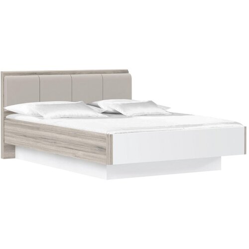 CARRYHOME postelja 140 cm x 200 cm , umetna masa, leseni material barve hrasta, bela, visoki sijaj Cene