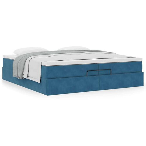 VidaXL otomanski okvir kreveta s madracima plavi 200x200cm bar&amp;scaron;unasti Slike