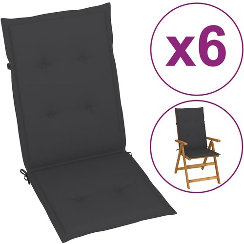 VidaXL jastuci za vrtne stolice 6 kom antracit 120 x 50 x 3 cm Slike