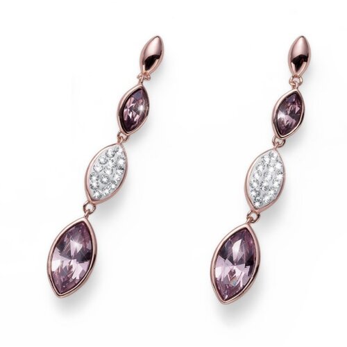 Oliver Weber Ženske Concept Violet Roze Zlatne Mindju&amp;scaron;e Sa Ljubičastim Swarovski Kristalima Slike