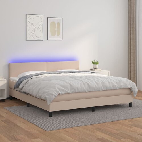  The Living Store Box spring postelja vzmetnico LED kapučino 180x200 cm um. usnje - Box Spring Postelja, (21458191) Slike