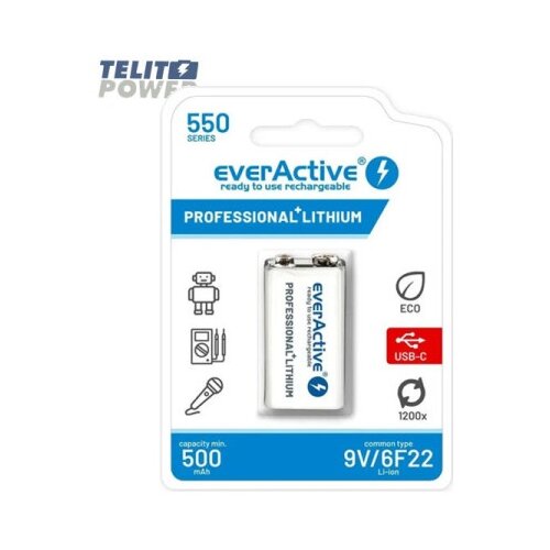EverActive 6F22 / 9V Li-Ion 550mAh baterija sa USB-C ulazom za punjenje ( 4436 ) Cene