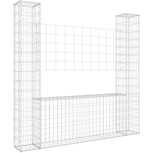 vidaXL Gabionska ko&scaron;ara U-oblika s 2 stupa 140 x 20 x 150 cm željezna Cijene