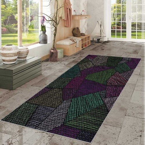  Staza sa gumenom podlogom 80x200cm - ljubičasto - zelini četvorougao, SH-036 Cene