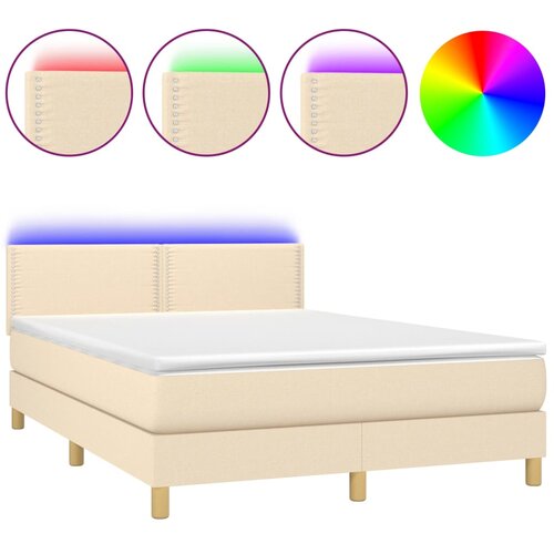 Maison Chic Box spring postelja - Vzmetna postelja z vzmetnico LED krem 140x190 cm blago SL2511, (21901854) Cene