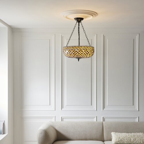 Endon 111882 - Viseći luster na lancu Tiffany MILLE FEUX, 3xE27/10W/230V, prečnik 45 cm Slike