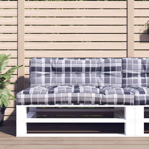  Jastuk za palete sivi karirani 120 x 40 x 12 cm od tkanine Slike