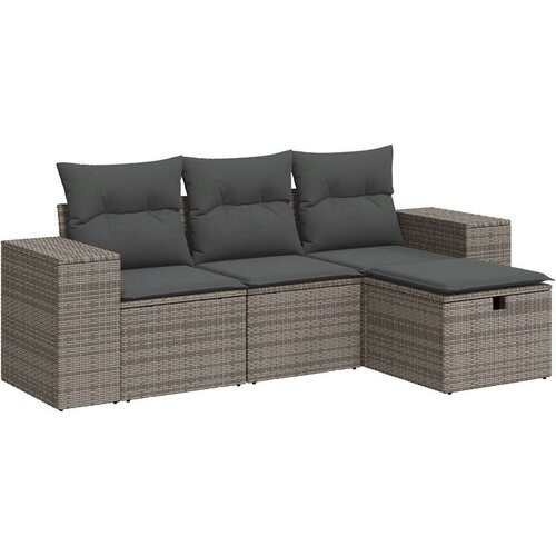 vidaXL 4-dijelni set vrtnih sofa od poliratana s jastucima sivi Cijene