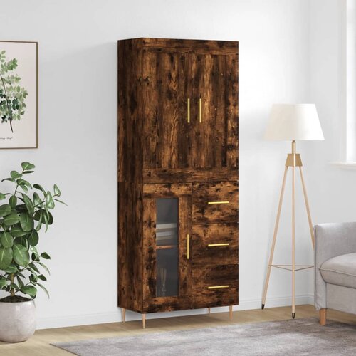 vidaXL Visoka komoda dimljeni hrast 69 5x34x180 cm konstruiranog drva Cene
