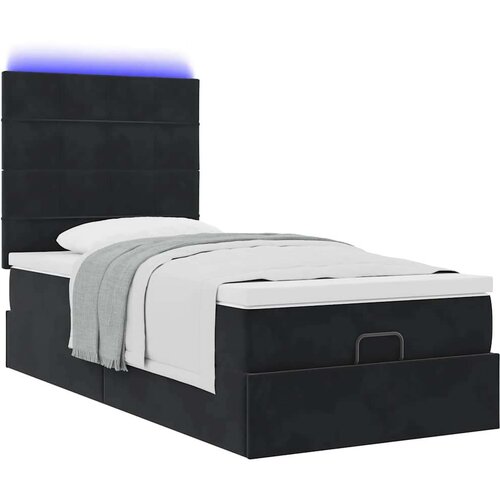 VidaXL otomanski okvir kreveta s madracima crni 80x200cm bar&amp;scaron;unasti Slike