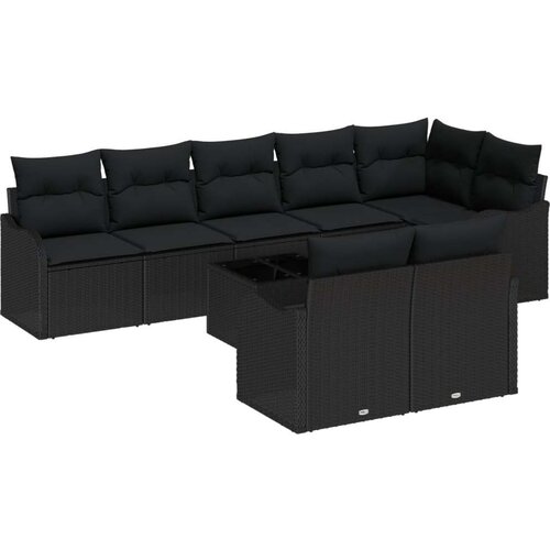  Set garniture za vrt od 9 dijelova s jastučićima bež poly ratan Garnitura za vrt za 2 osobe s jastučićima crni poly ratan Slike