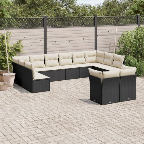 VidaXL 12-dijelni set vrtnih sofa od poliratana s jastucima crni Slike