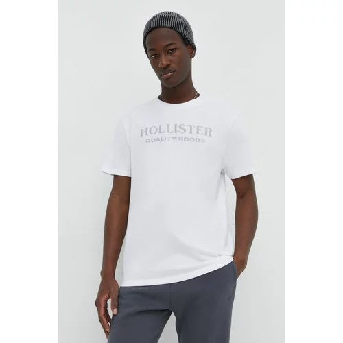 Hollister Co. Pamučna majica za muškarce, boja: bijela, s aplikacijom