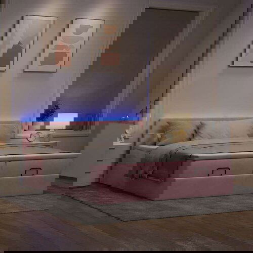 vidaXL Otomanski posteljni okvir z vzmetnicami roza 160x200cm žamet, (21609012) Cene