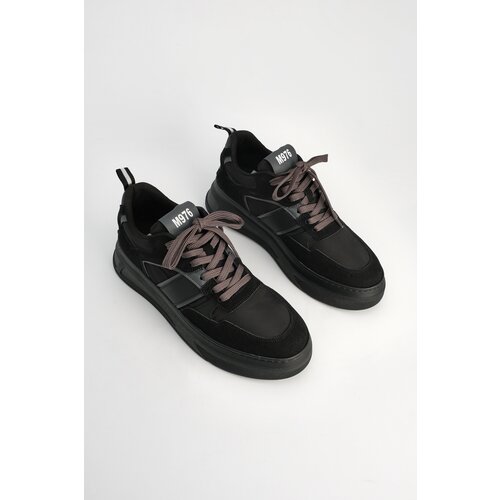 Marjin Men's Sneakers Thick Sole Lace-Up Sneakers Vetur Black. Slike