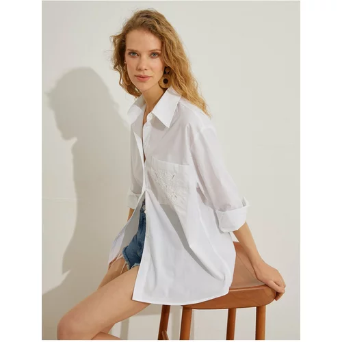 Koton Oversize Shirt with Pocket Embroidery Detail