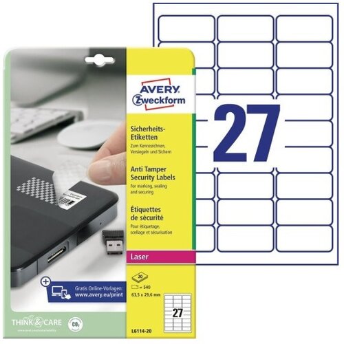  Etikete zweckform za&amp;scaron;čitne anti tamper l6114-20 63,5x29,6cm ZWECKFORM1 Slike