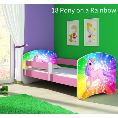  Dječji krevet ACMA s motivom, bočna roza 140x70 cm 18 Pony on a rainbow Cene
