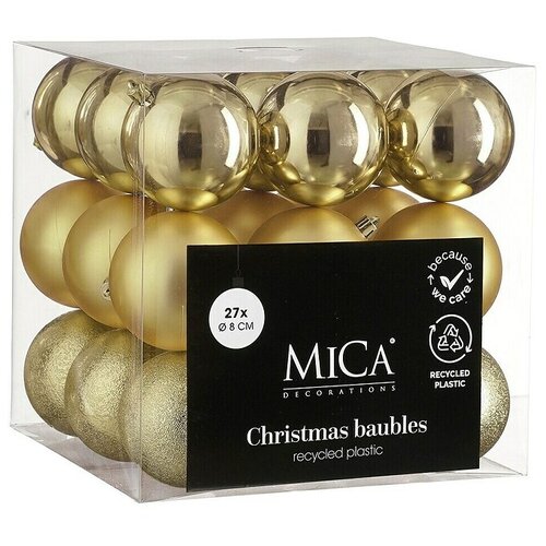 Mica Decorations Božićne kuglice (Zlatne boje, Polistirol, Promjer: 8 cm, 27 Kom.) Cijene