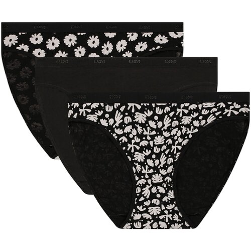 DIM LES POCKETS COTTON SLIP 3x - Women's cotton panties 3 pcs - black - white Cijene